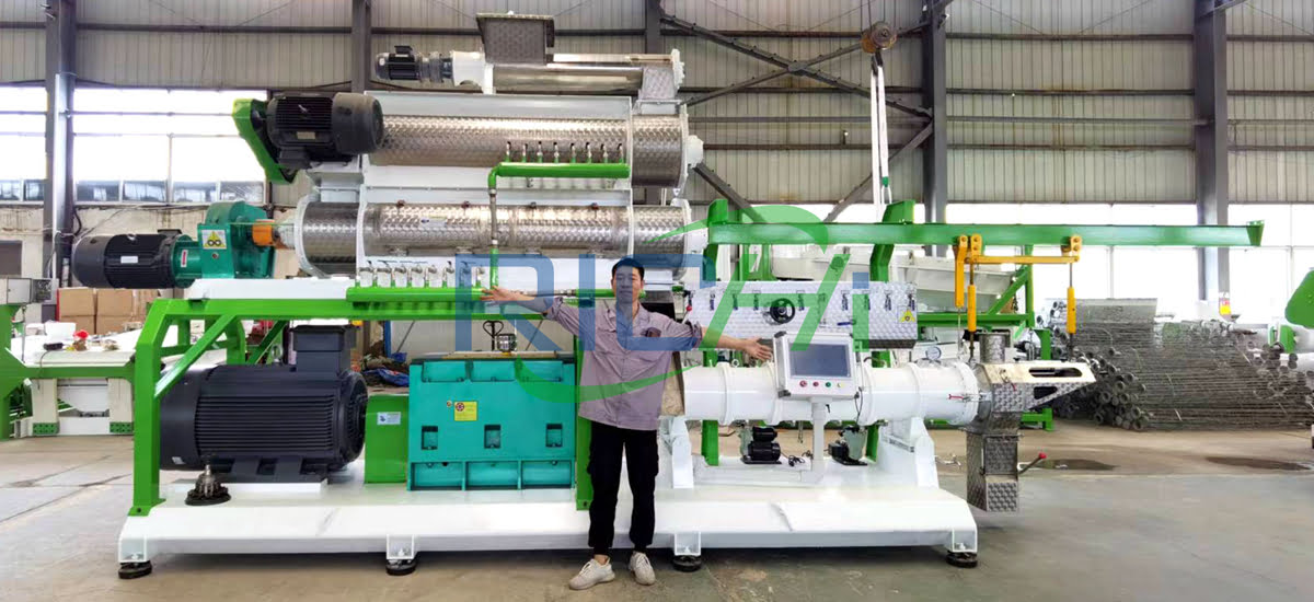 twin screws floating fish feed extruder machine