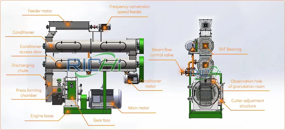 Core components of animal feed pellet press
