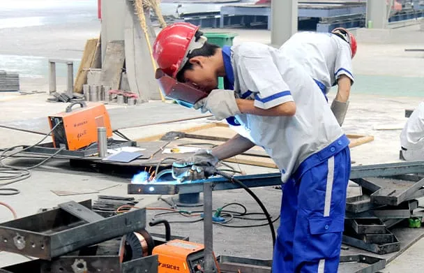 Workers in the production workshop