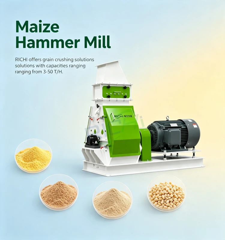 maize hammer mill and crushed materials
