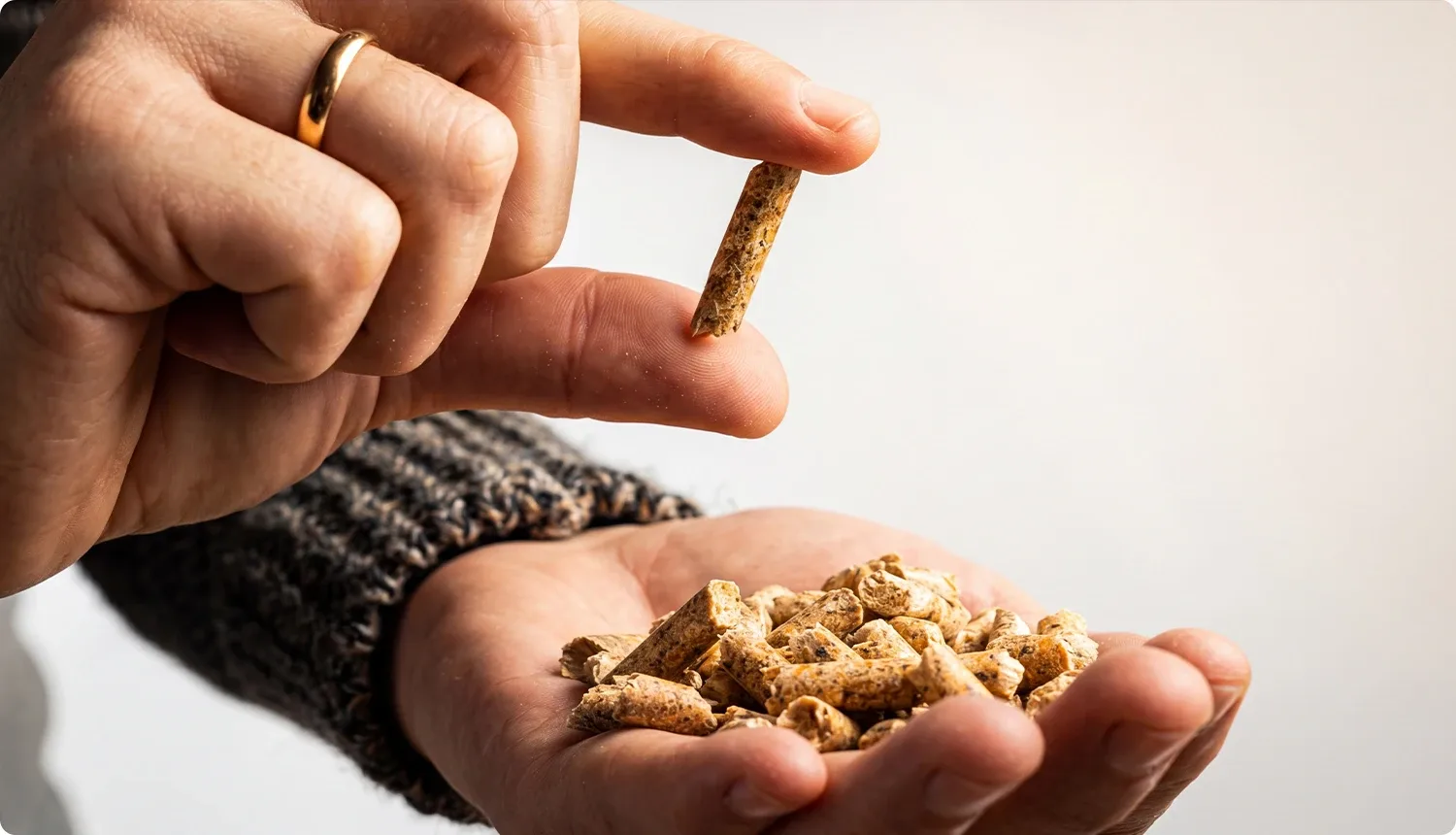 pellet product display in hands