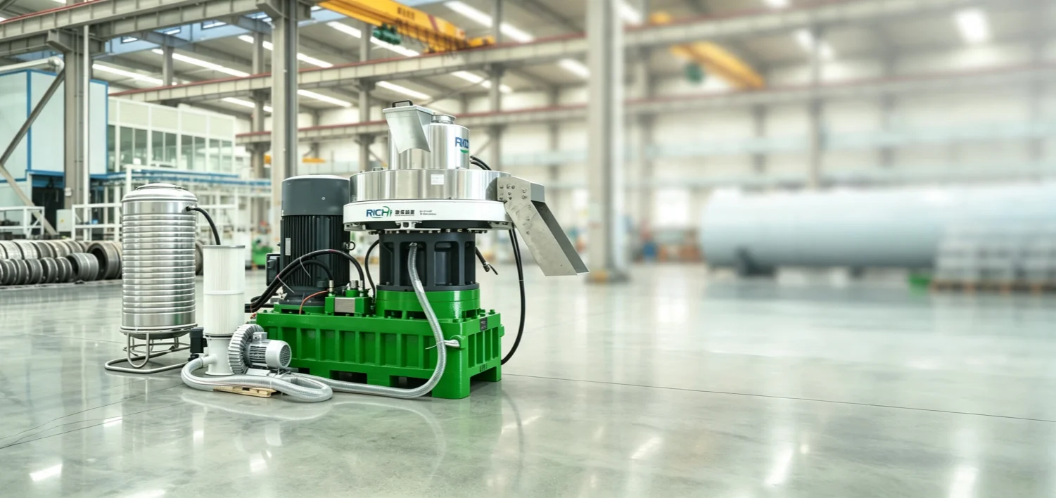 Máy ép viên dạng vòng đứng trong nhà máy